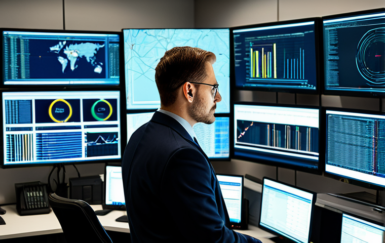 보안관제센터 근무자의 하루 일과 - SOC Analyst at Work** "A cybersecurity analyst working at a Security Operations Center (SOC), surro...