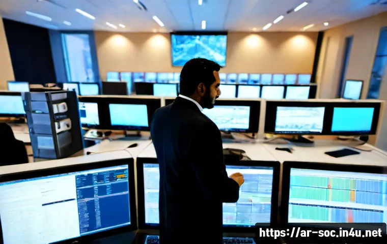 보안관제센터 장단점 분석 - Photorealistic cybersecurity operations center in a modern Gulf-region business district, diverse Ar...